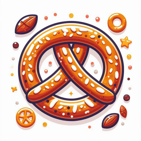 Bavarian pretzel. Vector illustration of a pretzel.のイラスト素材