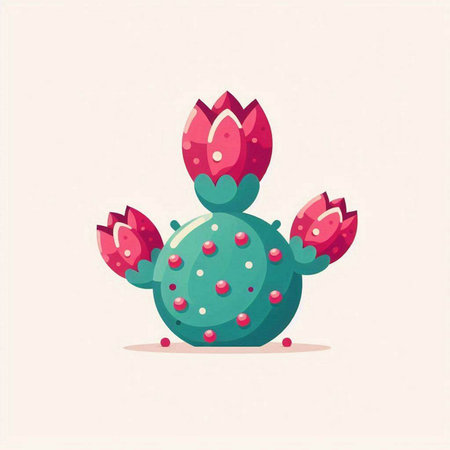 Cute cartoon cactus with flowers. Vector illustration in flat styleのイラスト素材