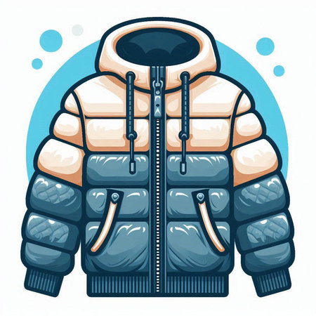 Vector illustration of a winter jacket isolated on white background. Cartoon style.のイラスト素材