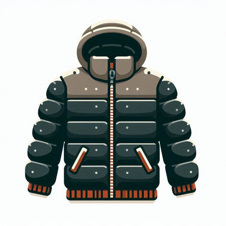 Winter jacket isolated on white background. Vector illustration in cartoon style.のイラスト素材