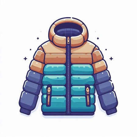 Winter jacket isolated on white background. Vector illustration in cartoon style.のイラスト素材