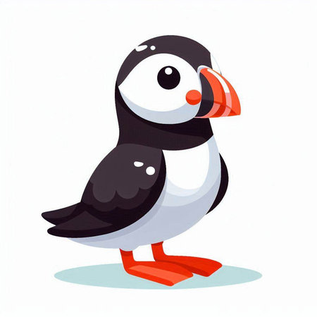 Puffin isolated on white background. Vector illustration in cartoon style.のイラスト素材