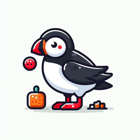 Puffin cartoon vector illustration. Cute cartoon penguin character.のイラスト素材