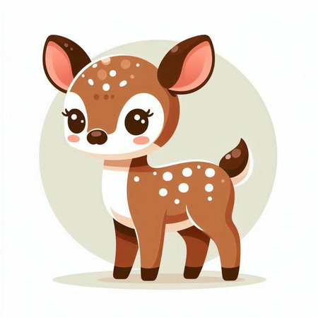 Cute cartoon deer. Vector illustration isolated on a white background.のイラスト素材