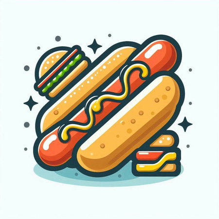Hot dog vector icon, fast food illustration, fast food symbol.のイラスト素材