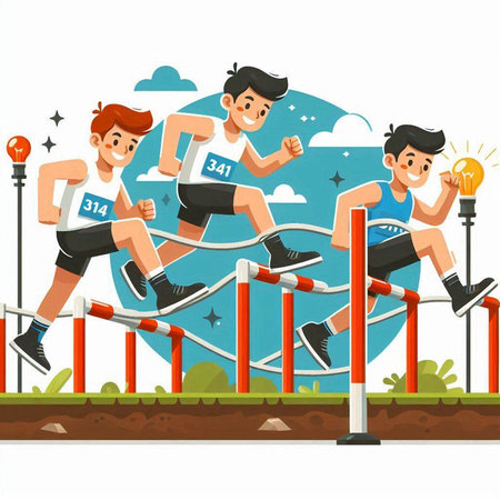 Athletics competition. Vector illustration in flat style isolated on white background.のイラスト素材
