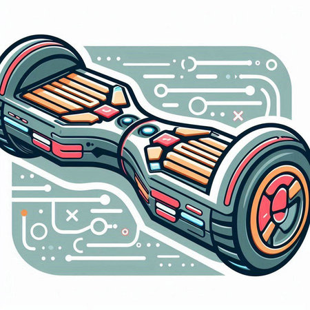 Illustration of a Dual Wheel Self Balancing Electric Skateboardのイラスト素材