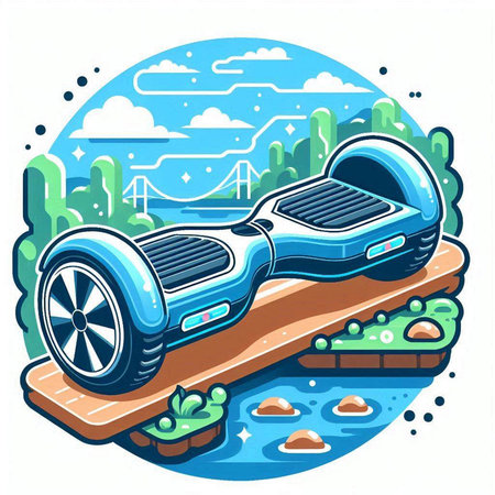 Modern self-balancing electric self-balancing scooter, vector illustrationのイラスト素材