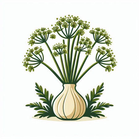 illustration of dill in a vase on a white backgroundのイラスト素材
