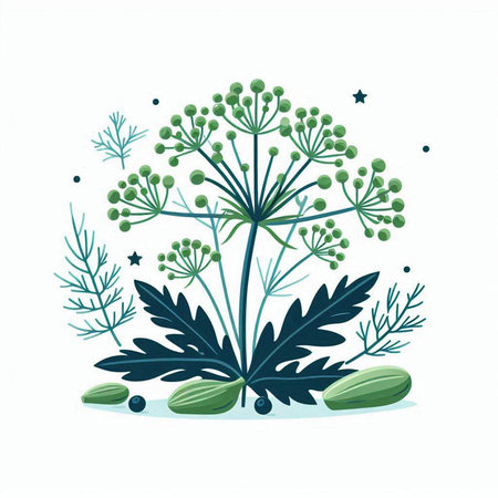 Vector illustration of dill. Isolated on a white background.のイラスト素材