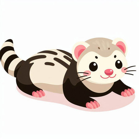 Illustration of a Cute Little Striped Cat on White Backgroundのイラスト素材