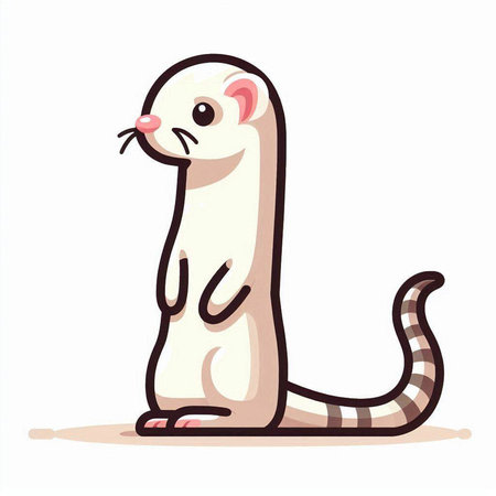 Funny ferret. Vector illustration isolated on a white background.のイラスト素材