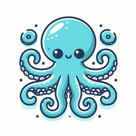 Cute cartoon octopus. Vector illustration isolated on white background.のイラスト素材