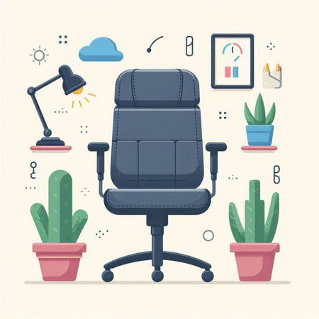 Office chair in flat style. Vector illustration in a modern style.のイラスト素材