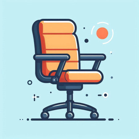 Office chair. Vector illustration in flat style. Isolated on blue background.のイラスト素材