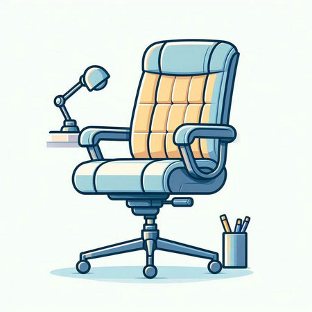 Office chair with a lamp and books. Vector illustration in cartoon style.のイラスト素材