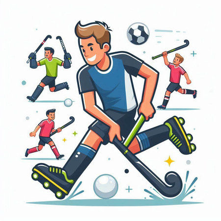 Soccer player with a ball. Vector illustration in cartoon style.のイラスト素材