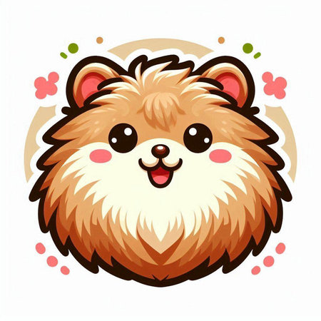 Cute little pomeranian dog cartoon character. Vector illustration.のイラスト素材