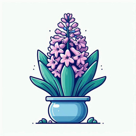 Illustration of hyacinth in a pot. Vector illustration.のイラスト素材