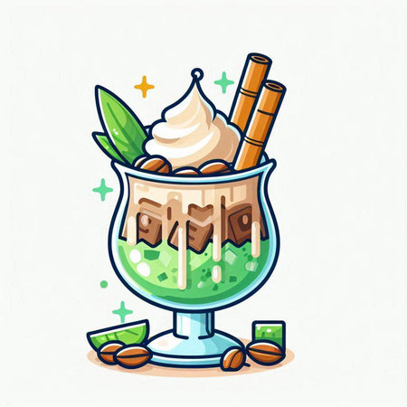 Cup of coffee with whipped cream and cinnamon. Vector illustration.のイラスト素材