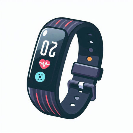 Fitness tracker vector illustration isolated on white background. Smart watch.のイラスト素材