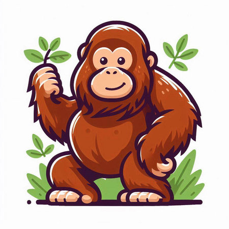 Vector illustration of a cartoon orangutan. Isolated on white background.のイラスト素材