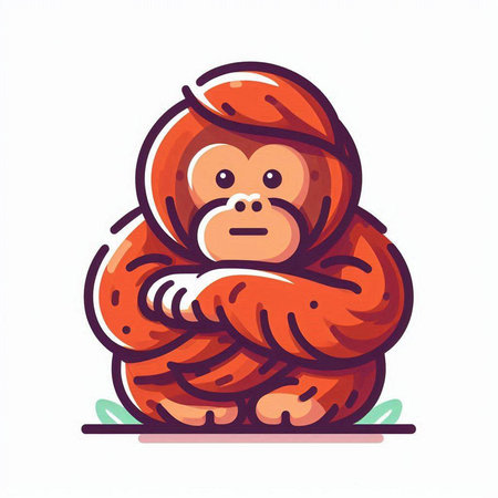 Vector illustration of a cute cartoon monkey. Isolated on white background.のイラスト素材