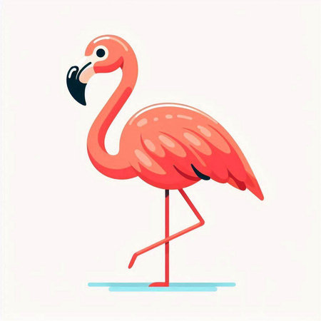 Pink flamingo on white background. Vector illustration in flat style.のイラスト素材