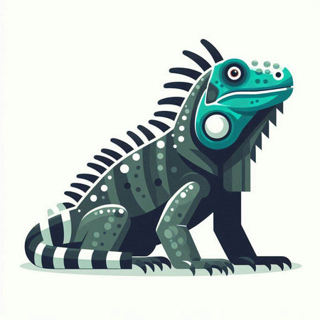 Cartoon iguana isolated on a white background. Vector illustration.のイラスト素材