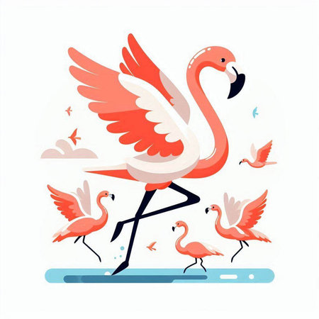 Flamingo bird vector illustration. Flamingo bird flat style design.のイラスト素材