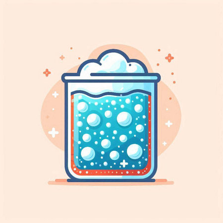 Cocktail with foam and bubbles. Vector illustration in flat styleのイラスト素材
