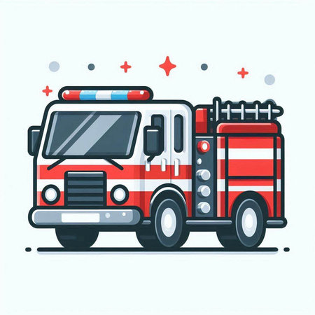 Fire truck vector illustration in flat style. Fire truck vector illustration.のイラスト素材