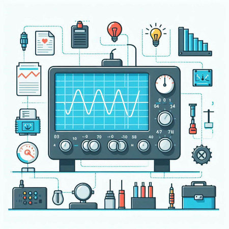 Vector illustration of modern thin line flat design concept of electrocardiogram monitoring.のイラスト素材