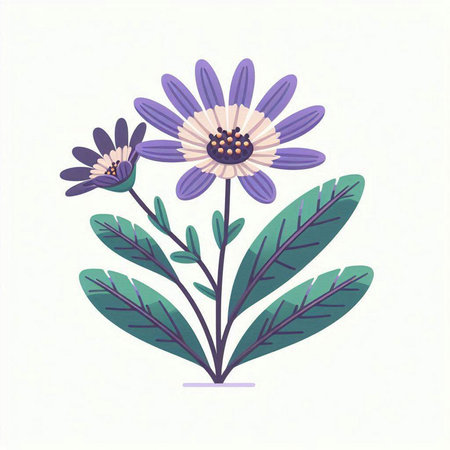 cute flowers with leafs isolated icon vector illustration desighnのイラスト素材