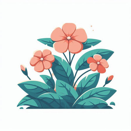 Flowers isolated on white background. Vector illustration in flat style.のイラスト素材
