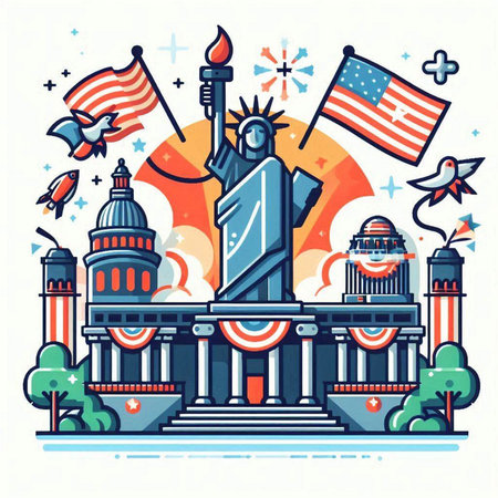 Statue of liberty in the United States of America. Vector illustrationのイラスト素材