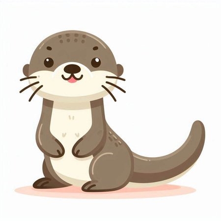 Cute little otter on a white background. Vector illustration.のイラスト素材