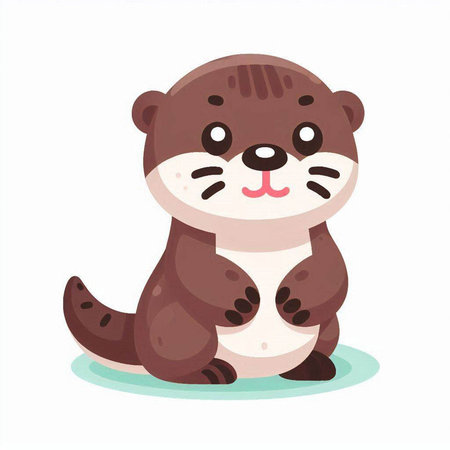 Cute little otter. Vector illustration isolated on white background.のイラスト素材