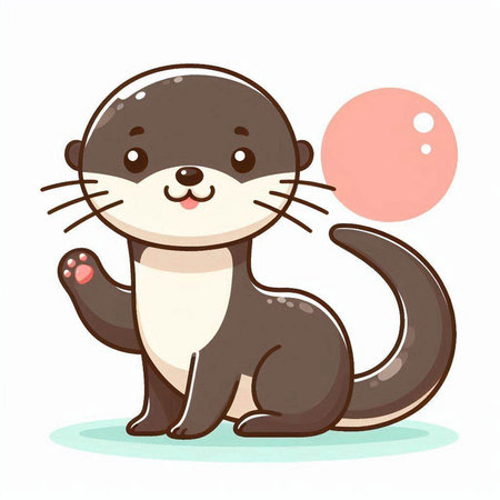 Cute little otter on white background. Vector cartoon illustration.のイラスト素材