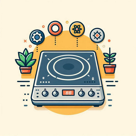Modern flat design vector illustration concept of turntable with colorful elements.のイラスト素材