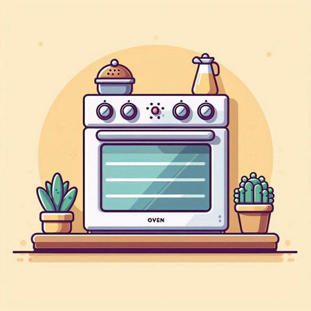 Illustration of a modern electric oven in a flat design style.のイラスト素材
