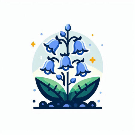 Bluebell flower icon vector isolated on white background. Hand drawn bluebell flower illustration.のイラスト素材