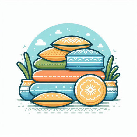 Vector illustration of a stack of macarons in a flat style.のイラスト素材