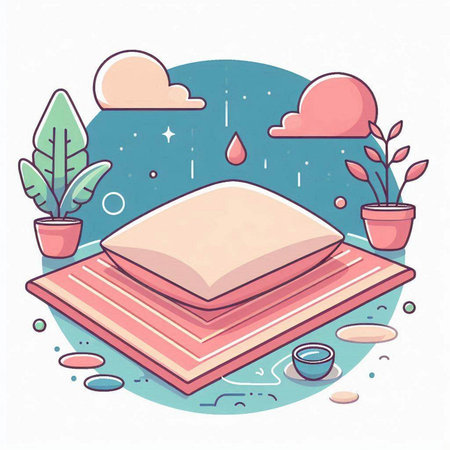 Vector illustration of a book on the grass in the rain. Vector illustration.のイラスト素材