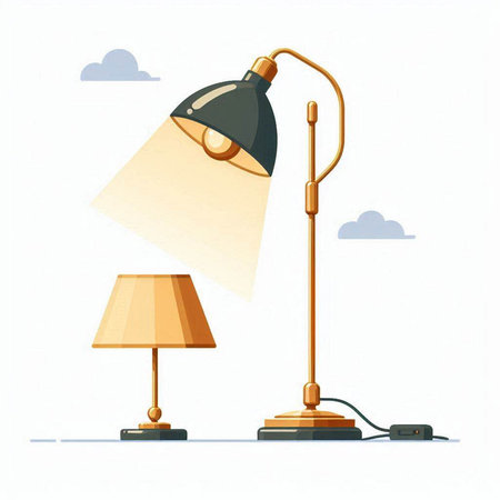 Illustration of a desk lamp on a white background. Vector illustration.のイラスト素材