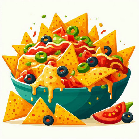 Mexican nachos vector illustration. Traditional mexican food.のイラスト素材