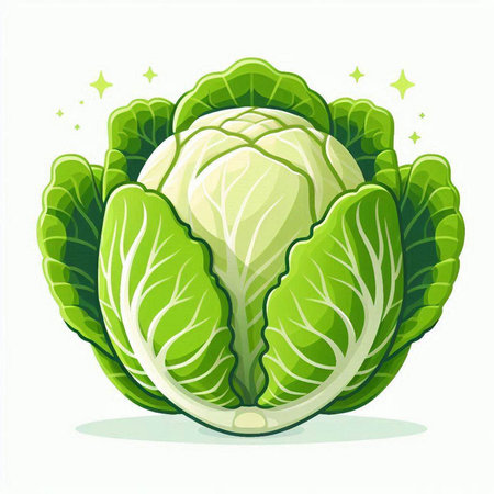 Cabbage isolated on white background. Vector illustration for your design.のイラスト素材