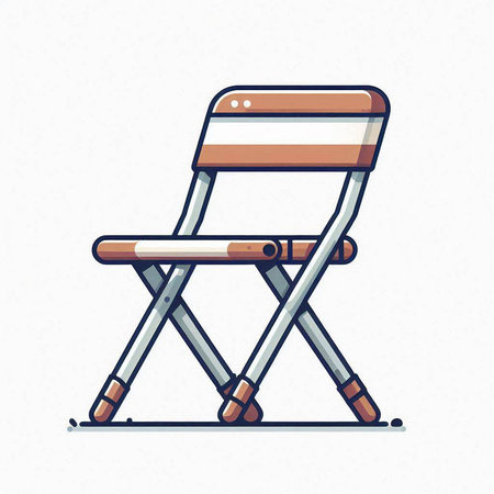 Folding chair isolated on white background. Vector illustration in cartoon style.のイラスト素材