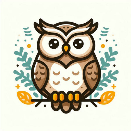 Cute owl. Vector illustration for your design. Isolated on white background.のイラスト素材
