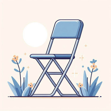 Illustration of a chair in the garden. Vector illustration in flat style.のイラスト素材